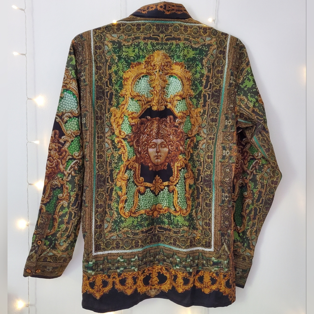 NWT Barabas Virago Stone Rhinestone Long Sleeve Shirt Size M - Picture 10 of 11